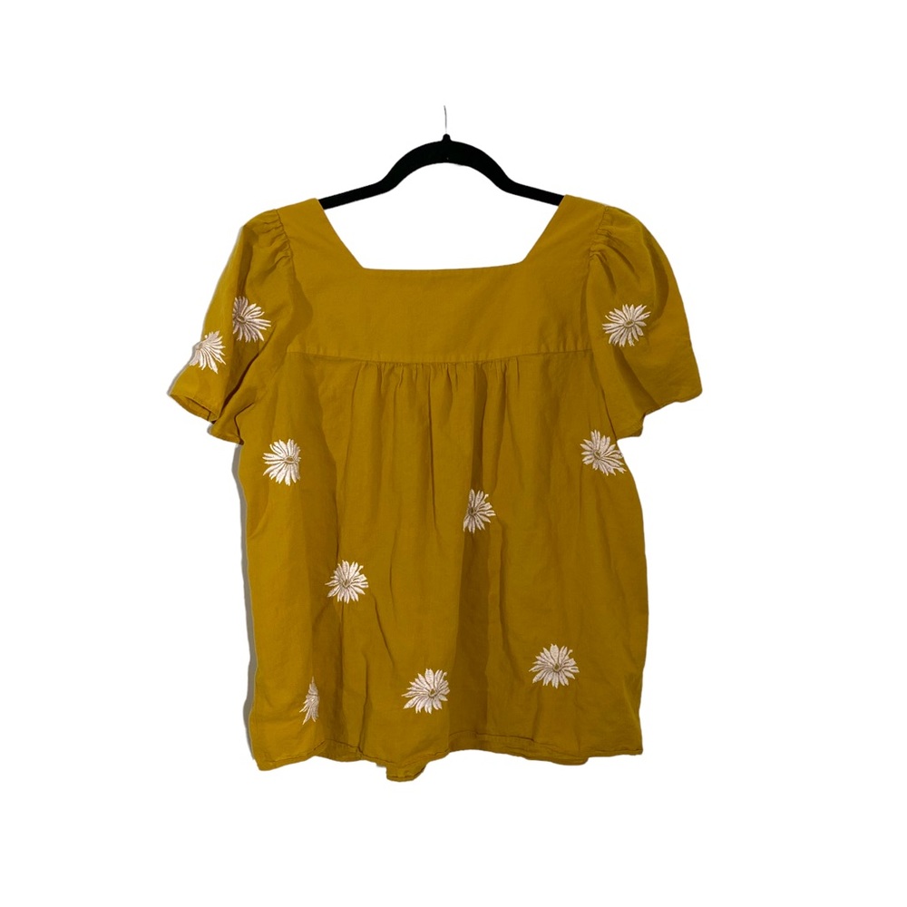 MADEWELL Yellow Floral Embroidered Short Sleeve Butterfly Top - Picture 3 of 7